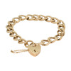 Vintage 9ct Gold Flat Curb Charm Bracelet & Heart Padlock