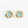 Second Hand 9ct Gold Blue Topaz & Diamond Stud Earrings