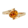 Second Hand 9ct Gold Amber Cross Over Ring