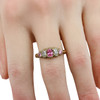 Second Hand 9ct Gold Pink & White Cubic Zirconia 5 Stone Ring