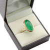 Second Hand 9ct Gold Oval Cut Green Agate Ring