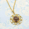 Second Hand 9ct Gold Garnet Ropework Pendant & Chain