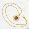 Second Hand 9ct Gold Garnet Ropework Pendant & Chain