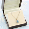 Second Hand 9ct Gold Blue Topaz & Cubic Zirconia Pendant & Chain