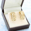 Second Hand 14ct Gold Half Hoop Engraved Earrings