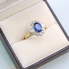 Art Deco Style 18ct Gold Sapphire & Diamond Cluster Ring