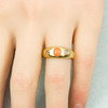 Antique 18ct Gold Coral & Diamond Gypsy Ring