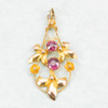 Antique Edwardian 9ct Gold Garnet Floral Pendant