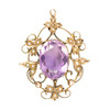 Antique Victorian 9ct Gold Amethyst & Seed Pearl Pendant