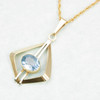 Second Hand 9ct 2 Colour Gold Blue Spinel Diamond Shaped Pendant & Chain