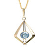 Second Hand 9ct 2 Colour Gold Blue Spinel Diamond Shaped Pendant & Chain