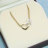 Second Hand 9ct Gold Diamond Double Heart Pendant Necklace