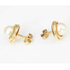 Second Hand 18ct Gold Cultured Pearl Swirl Stud Earrings
