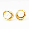 Second Hand 18ct Gold Cultured Pearl Swirl Stud Earrings