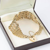 Second Hand 9ct Gold Wide 9 Bar Gate Bracelet with Heart Padlock