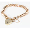 Antique 9ct Rose Gold Curb Charm Bracelet and Heart Padlock