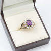 Second Hand 9ct Gold Amethyst and Pearl Cluster Ring