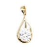 Second Hand 14ct Gold Large Cubic Zirconia Drop Pendant 