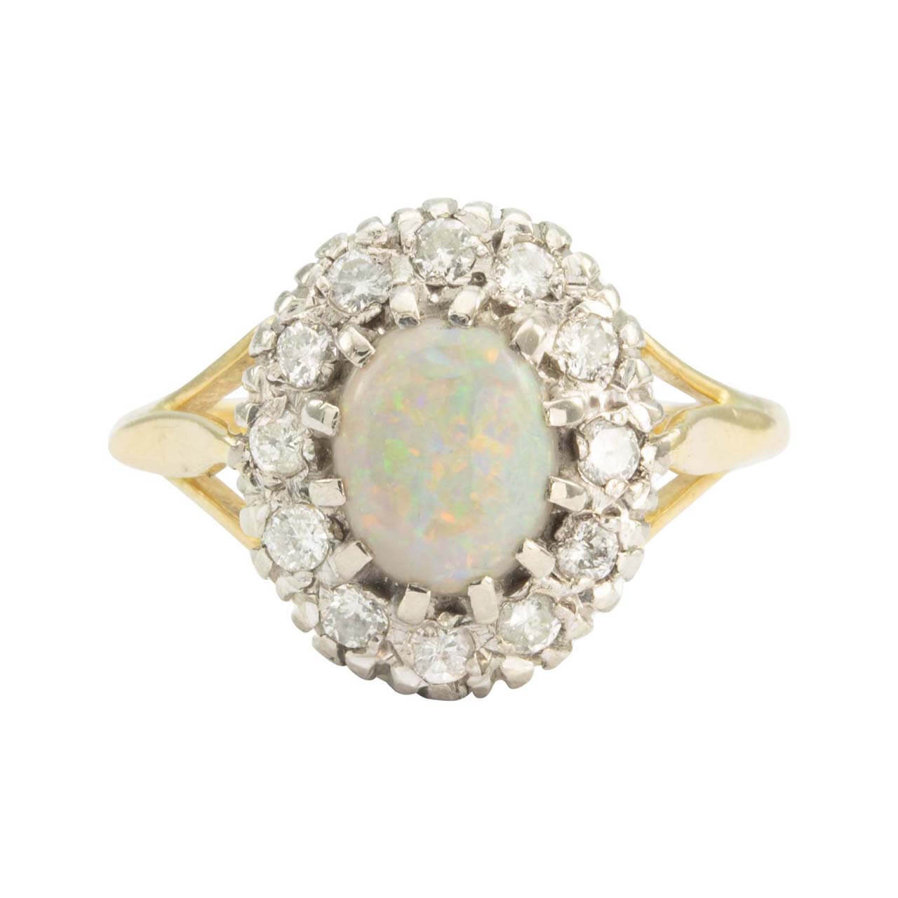 Second Hand Opal & Diamond Cluster Ring | RH Jewellers
