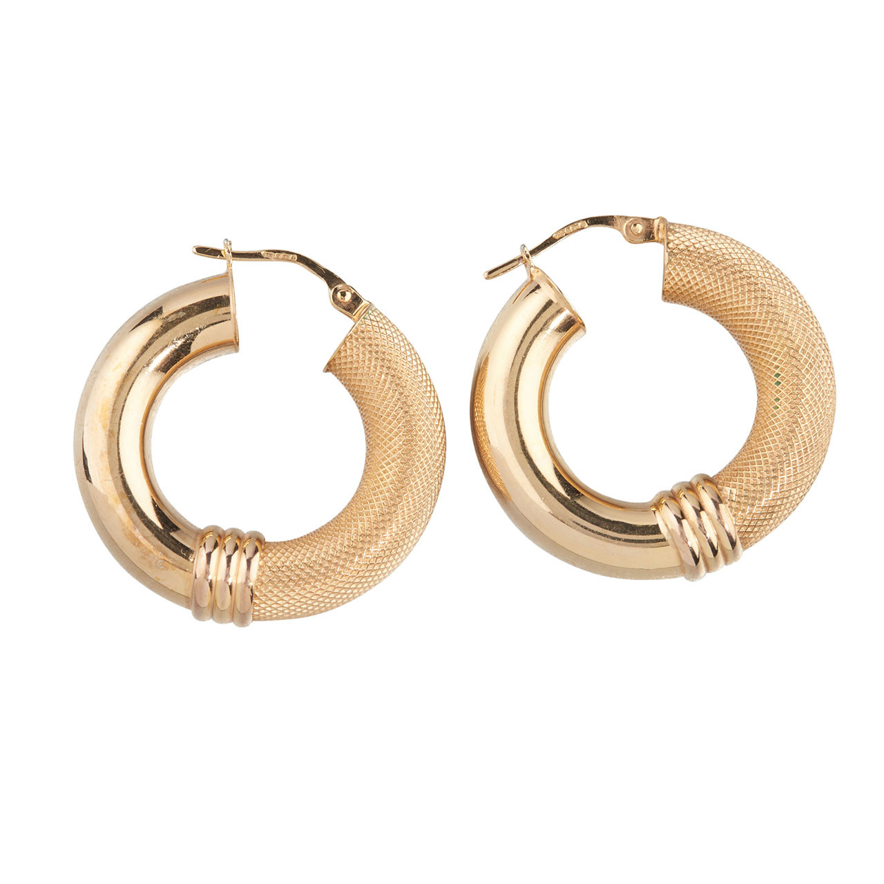 9ct gold hoop earrings  twisted gold hoops  gold plated hoops  DEMICO  Jewellery