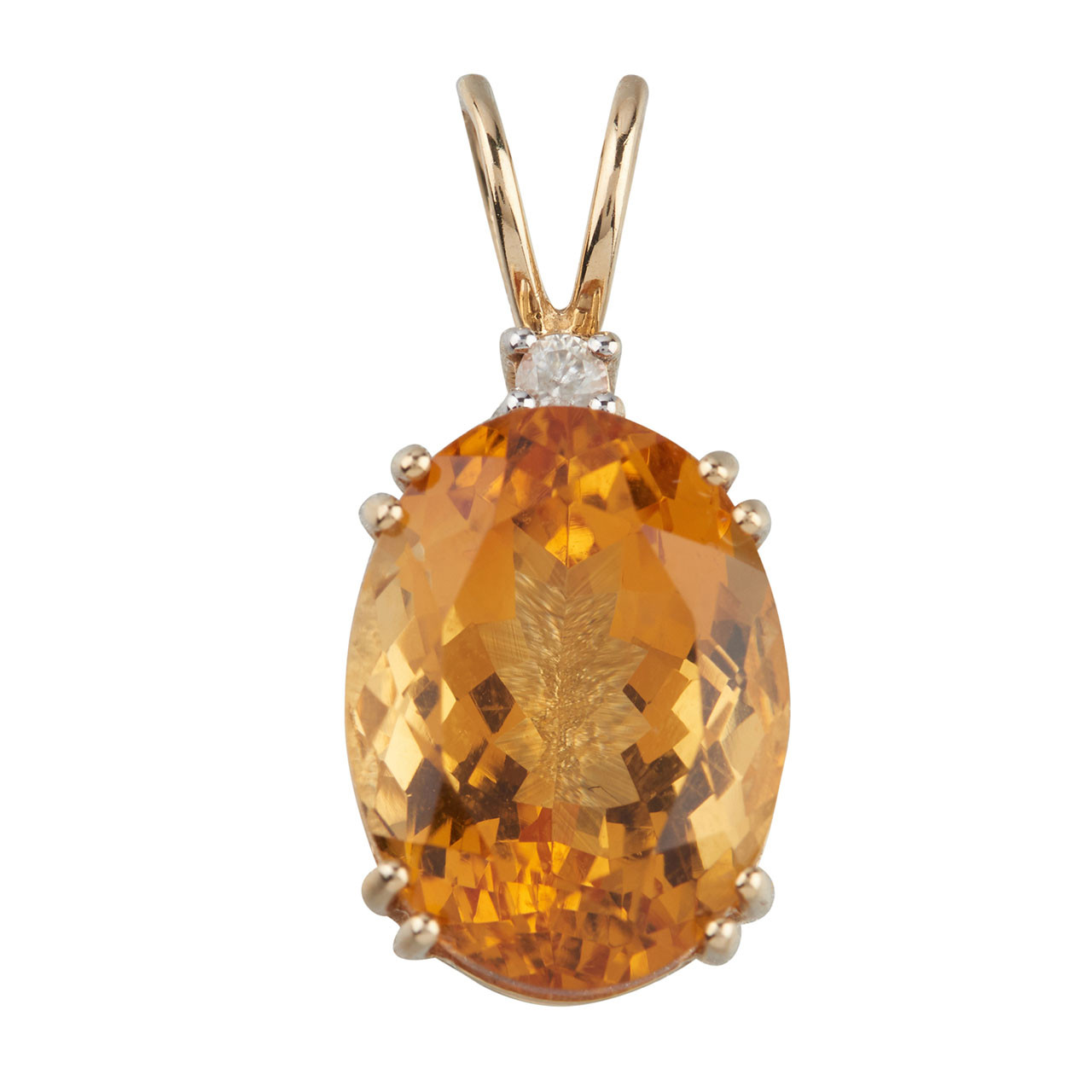 Second Hand 9ct Gold Large Citrine Pendant | RH Jewellers