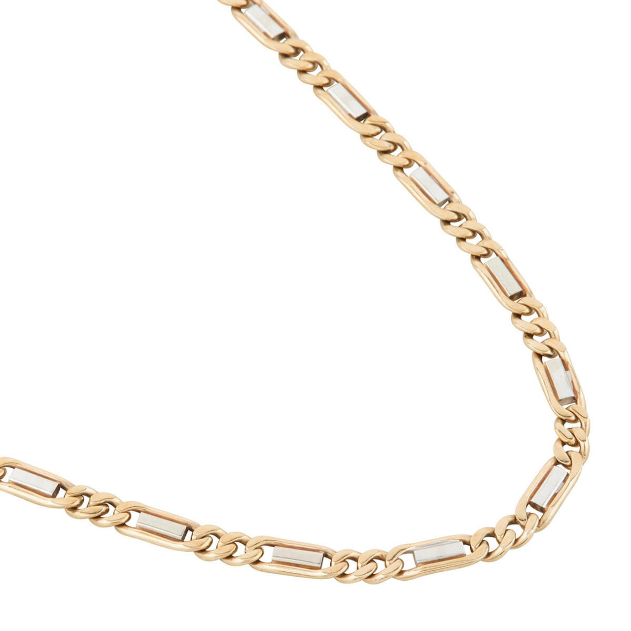 Second Hand 9ct 2 Colour Gold 18” Fancy Figaro Chain Necklace