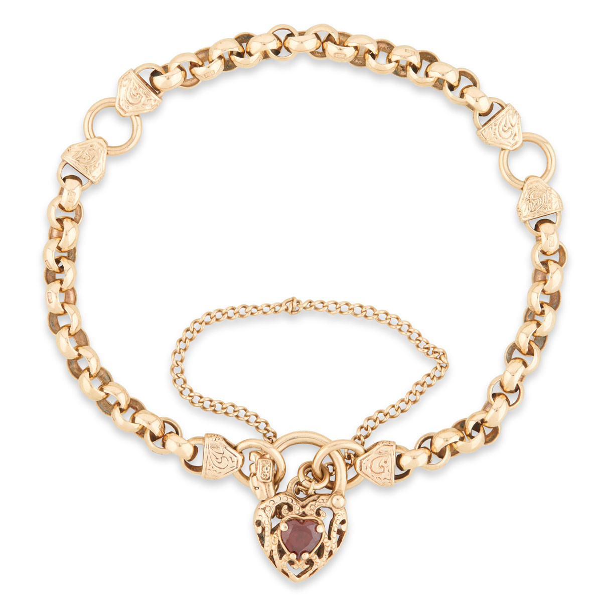 Antique Gold Belcher Bracelet & Padlock RH Jewellers
