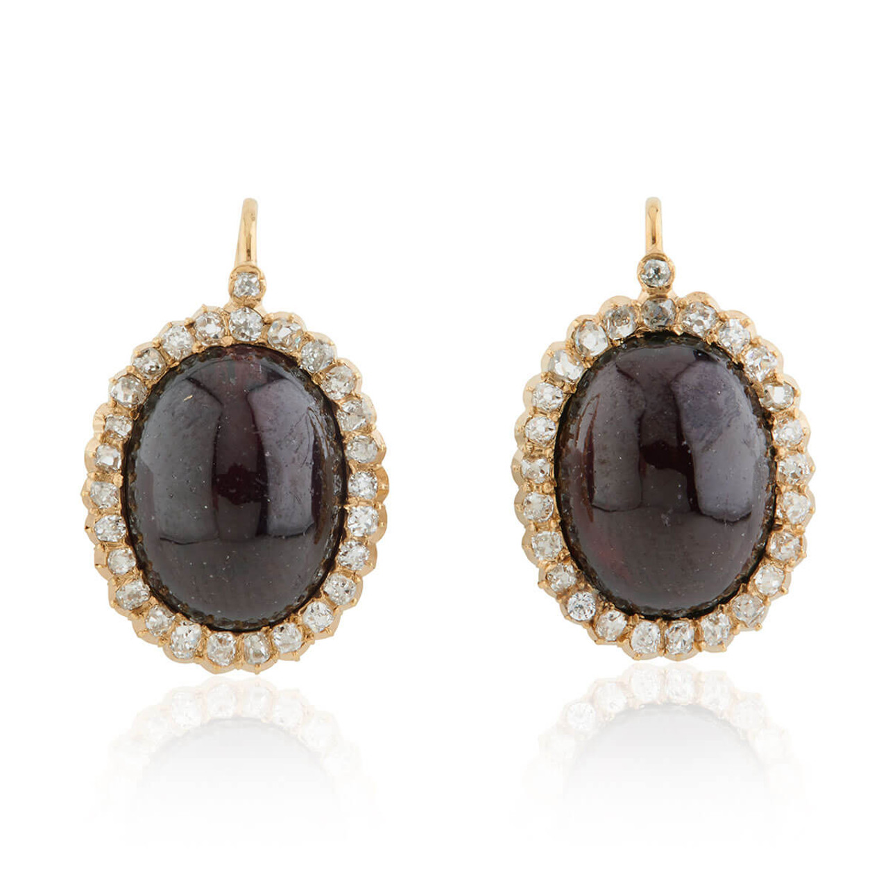 Antique 18ct Gold Garnet & Diamond Earrings | RH Jewellers