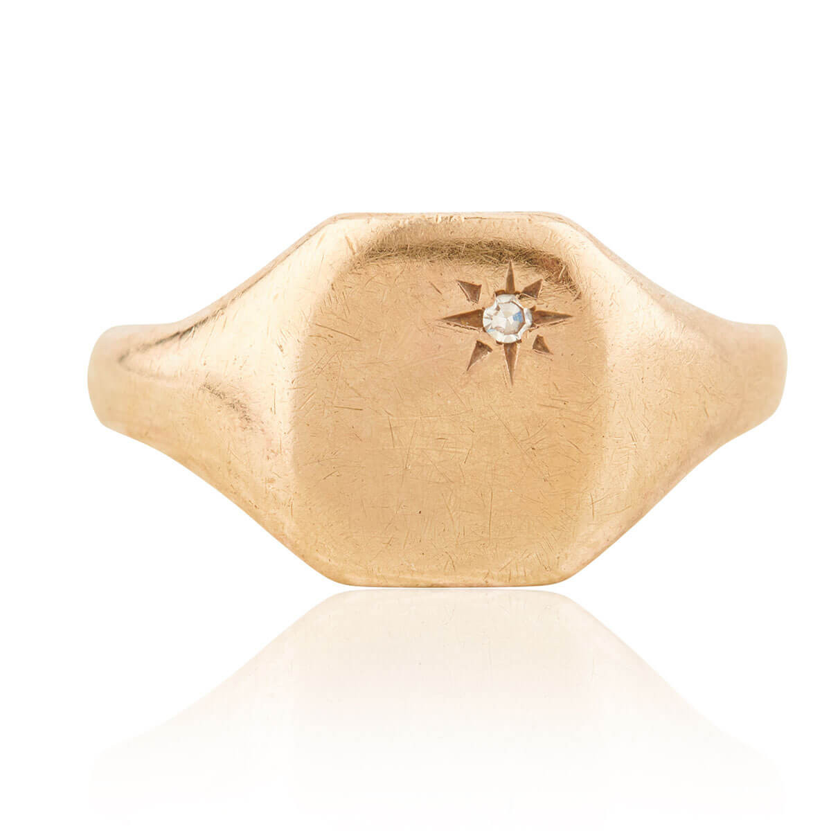Second Hand 9ct Gold Diamond Signet Ring | RH Jewellers