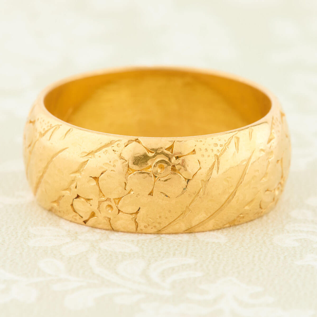 Big Patterned Rings Vintage 22ct Gold Wide Patterned Wedding Ring | RH Jewellers