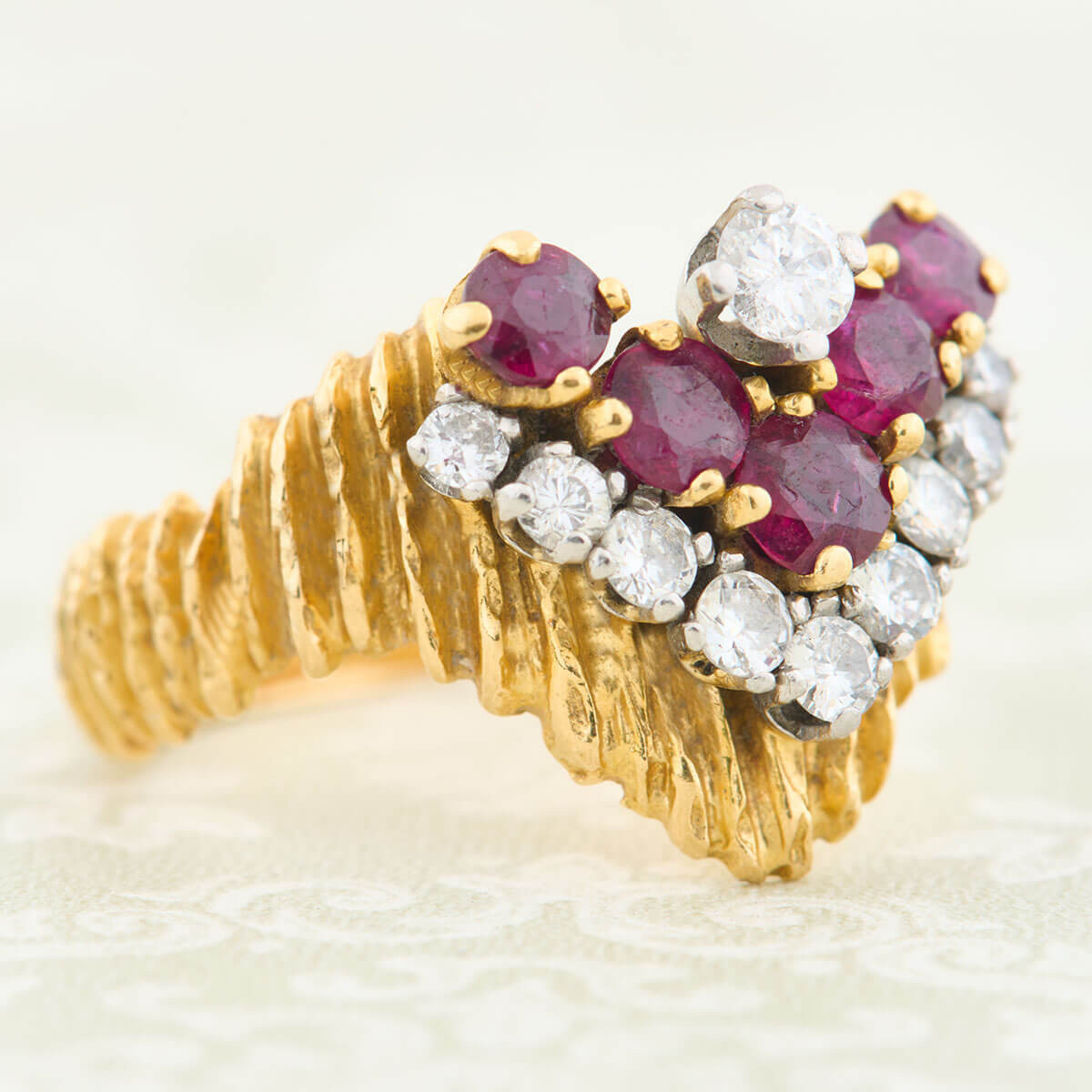 Second Hand Ruby & Diamond Wishbone Ring | RH Jewellers