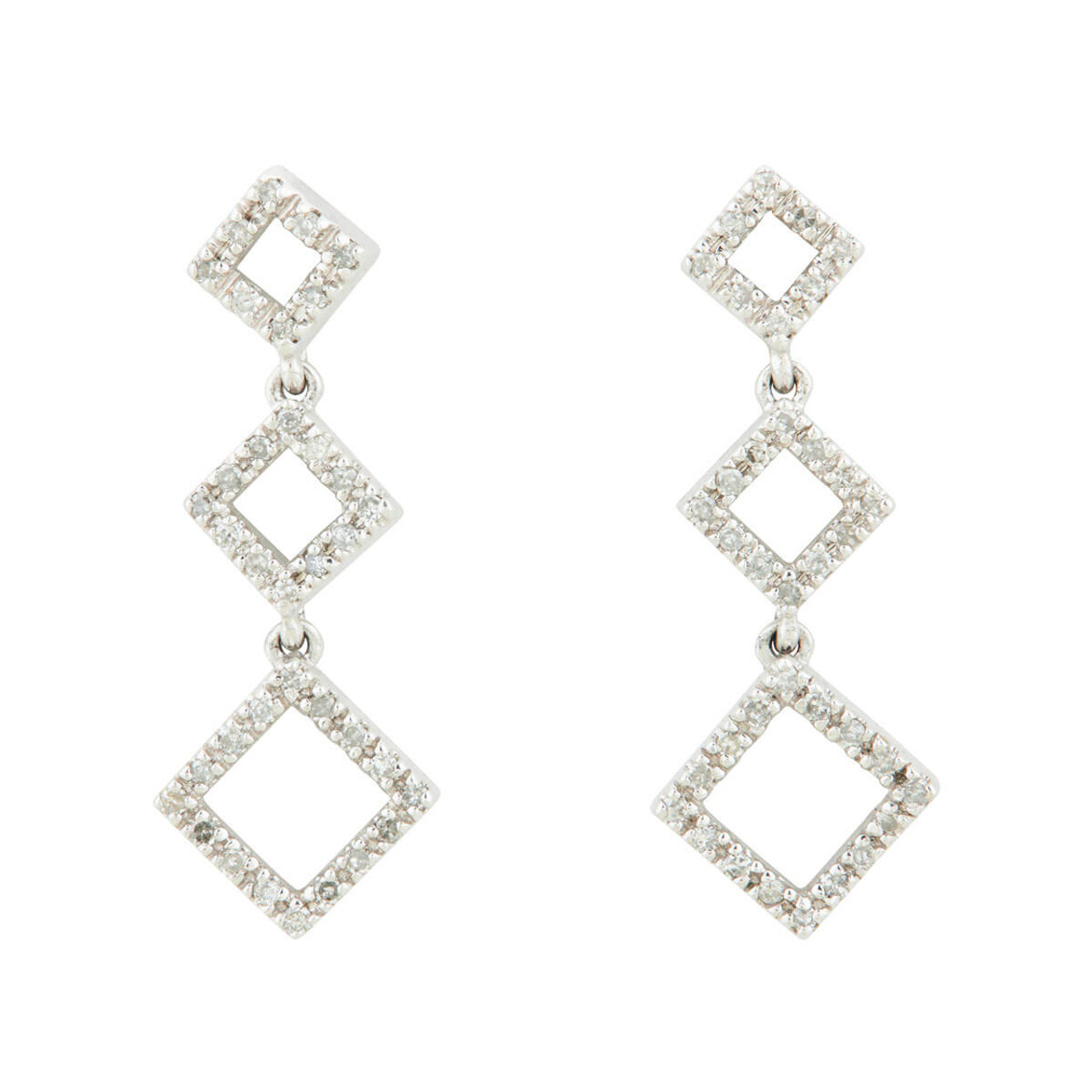 Square diamond store drop earrings