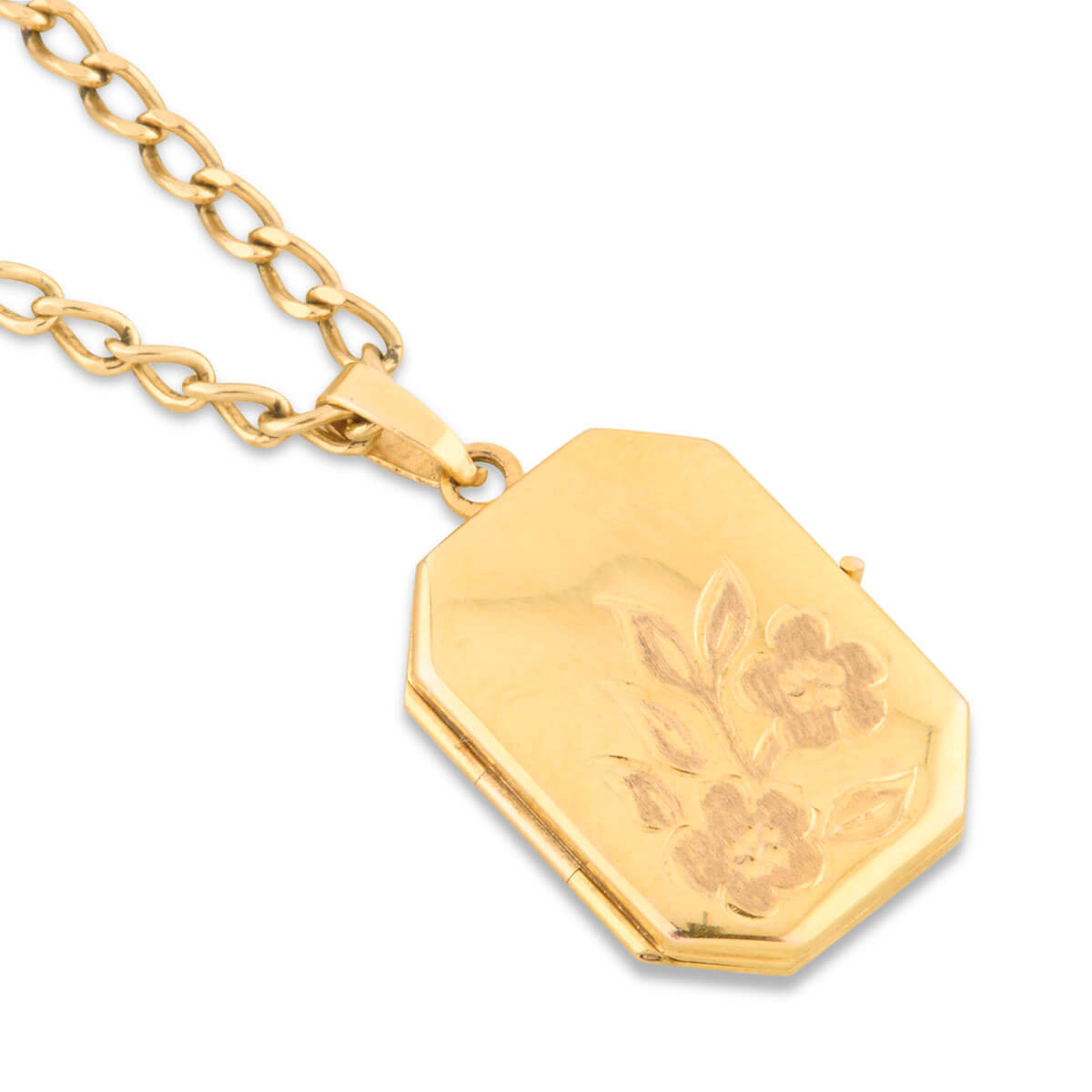Rectangular Gold Locket Second Hand 9ct Gold Rectangle Floral Locket | RH Jewellers