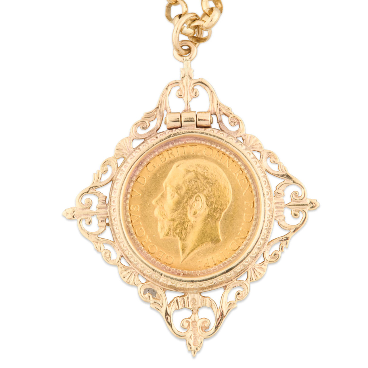 Vintage 9ct Gold 1913 Half Sovereign Pendant RH Jewellers