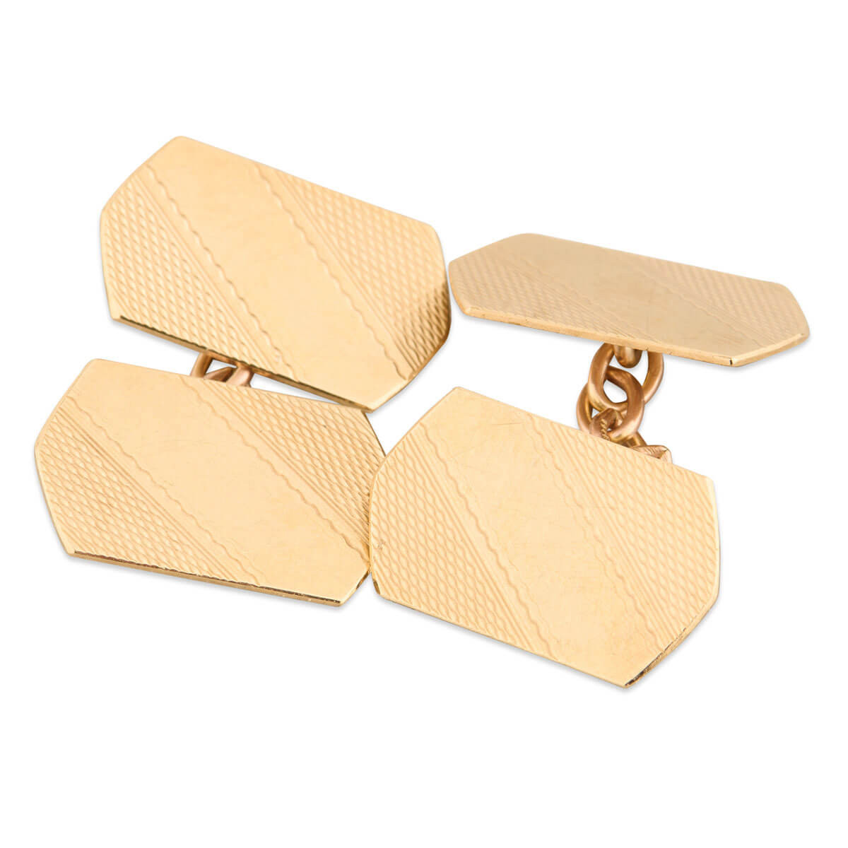 Vintage 9ct Gold Engraved Chain Cufflinks RH Jewellers