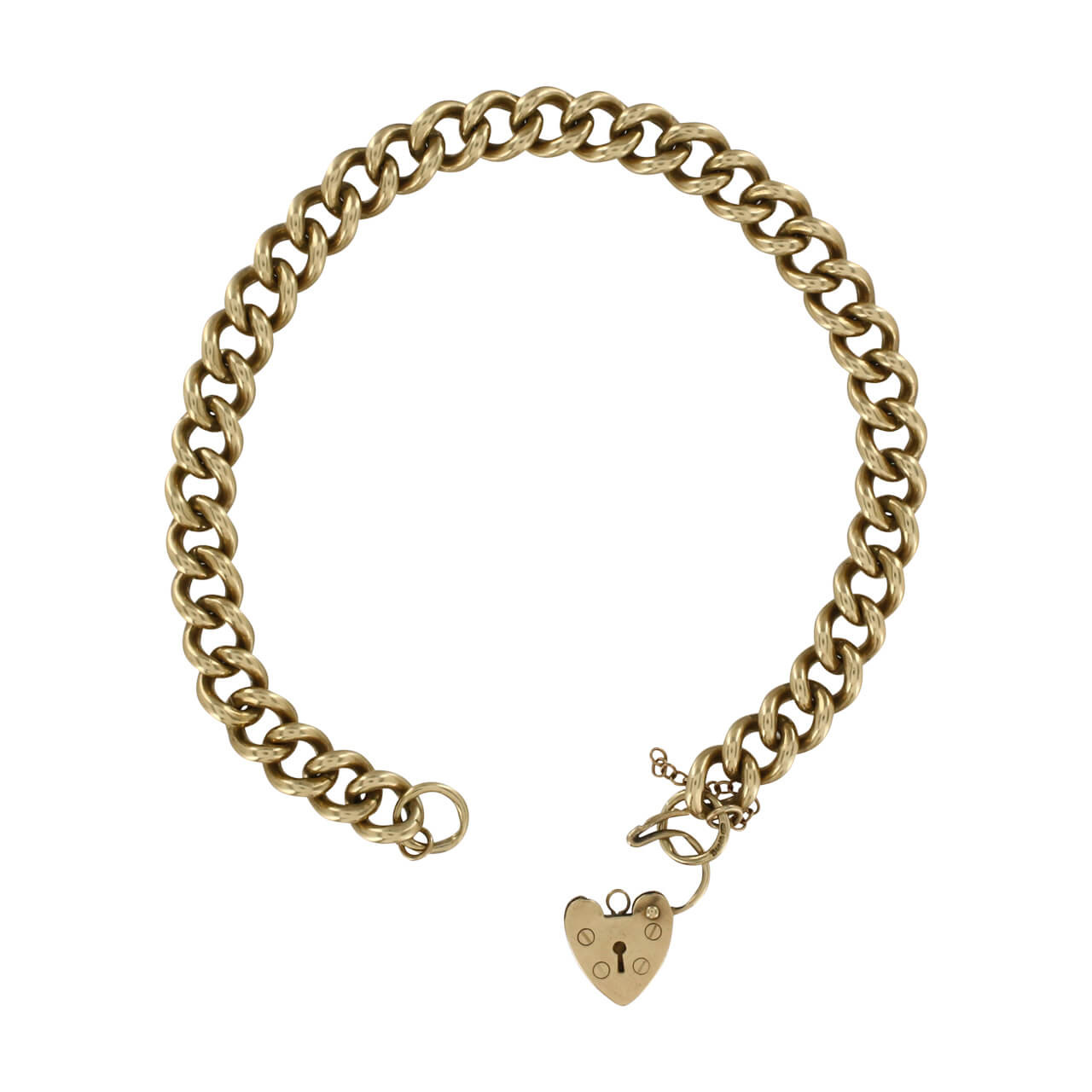 Second Hand 9ct Gold Curb Charm Bracelet RH Jewellers