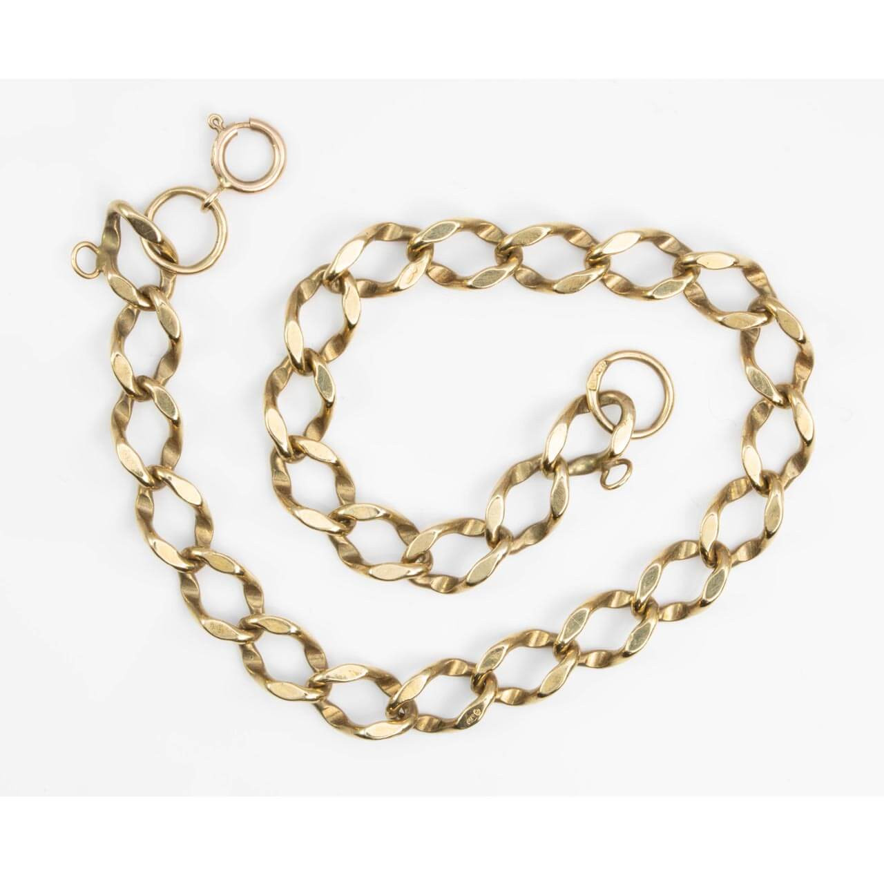 Second Hand 9ct Gold Flat Curb Charm Bracelet RH Jewellers