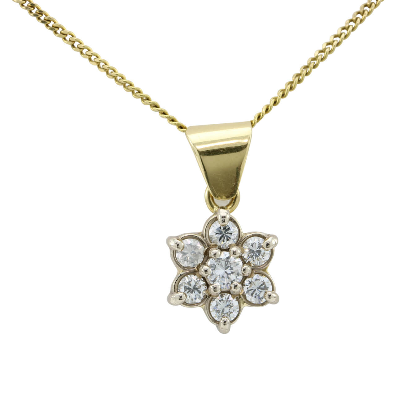 Diamond Flower Necklace, 14K White Gold - Mills Jewelers