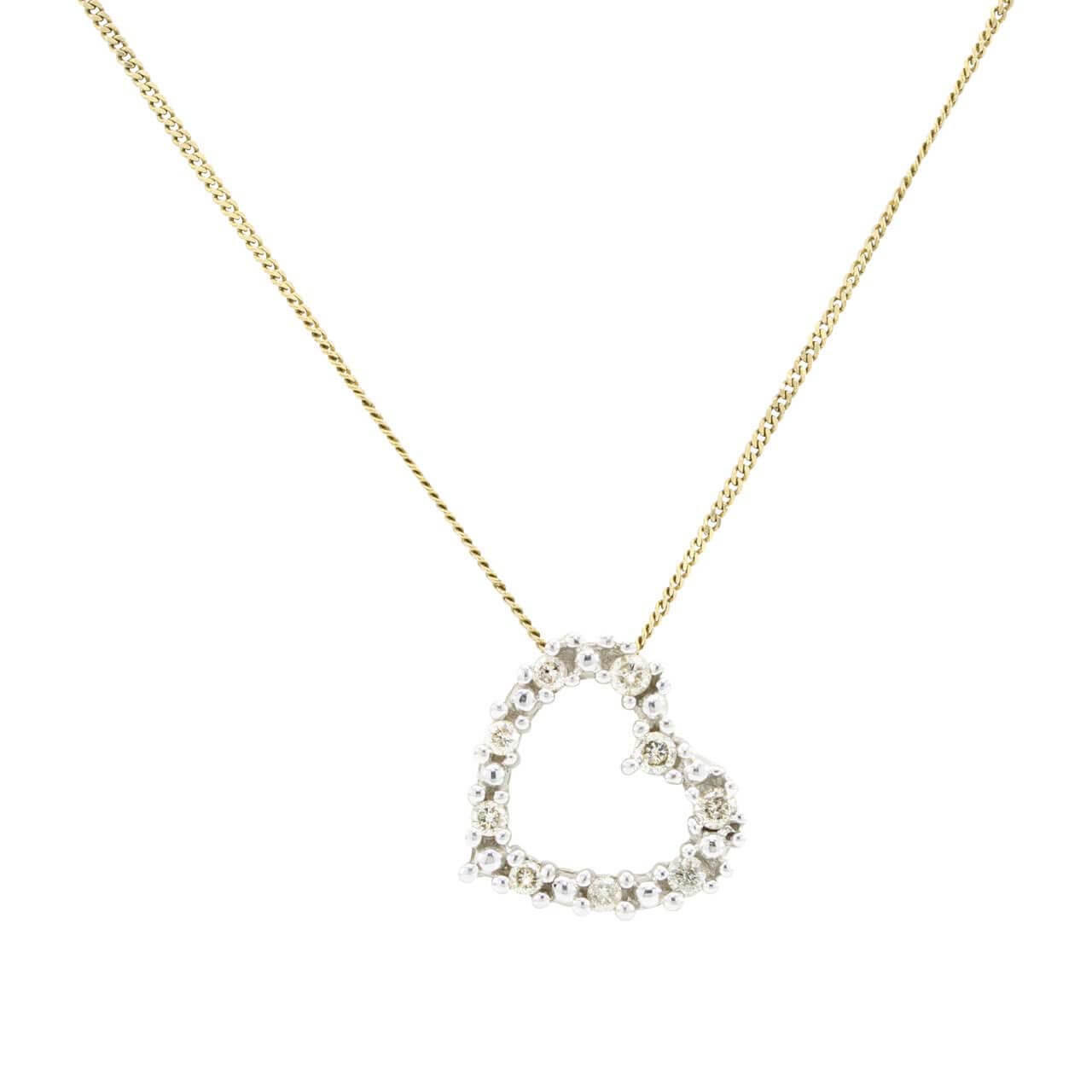 14KT White Gold Heart Necklace 0.11 CT. T.W. - Spence Diamonds
