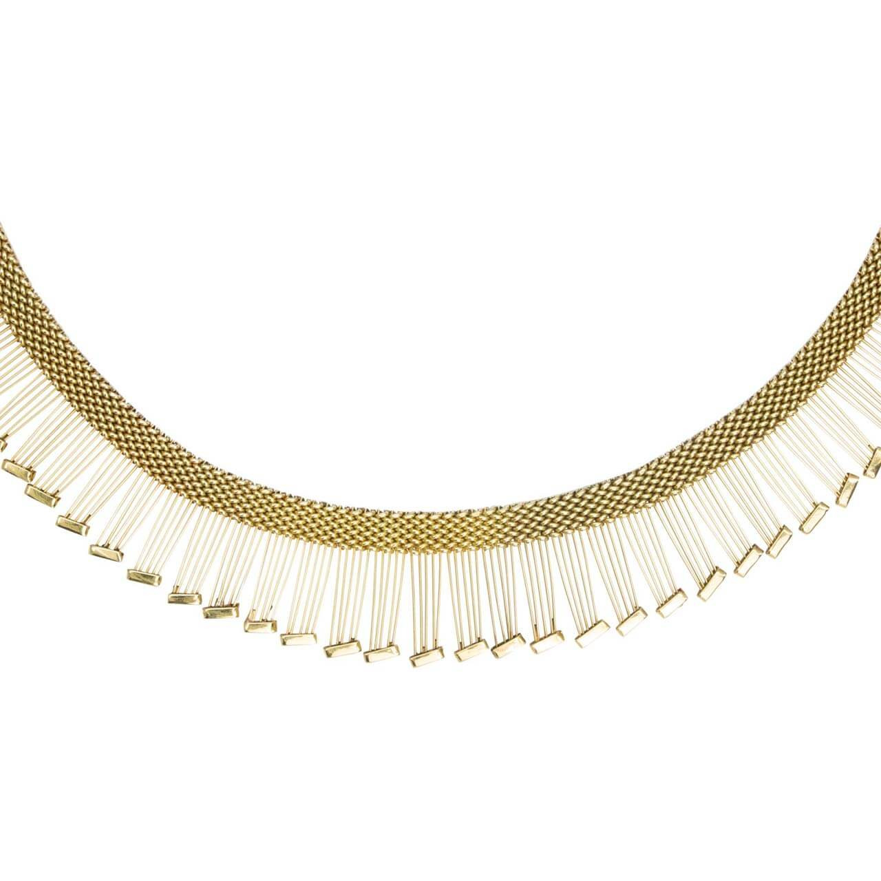 Vintage fringe 9ct yellow gold necklace collar — Gembank1973