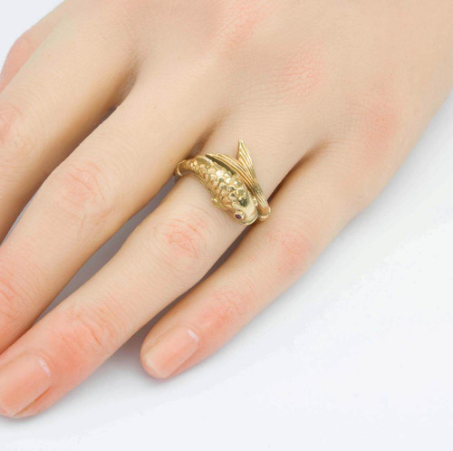 Fine Jewelry by JBD 14k Polished Ichthus Fish Ring R135 - Jewels by Design