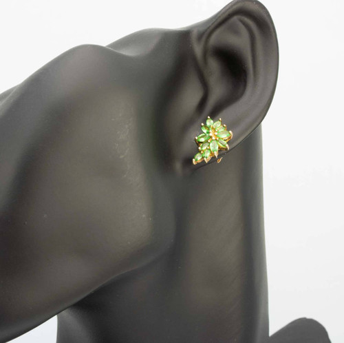 Second Hand 9ct Gold Peridot Cluster Earrings | RH Jewellers