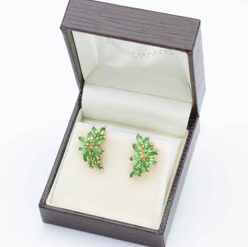 Second Hand 9ct Gold Peridot Cluster Earrings | RH Jewellers