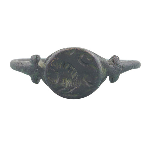 Byzantine Lion Intaglio Bronze Ring 