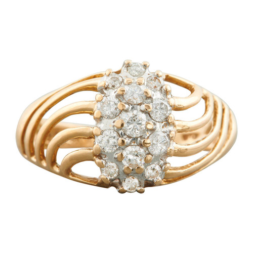 Second Hand 14ct Gold Openwork Diamond Dress Ring - Main View