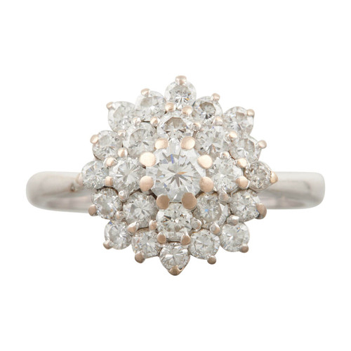 Second Hand 18ct White Gold 1 Carat Diamond Cluster Ring