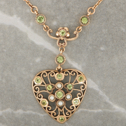 Art Deco Pendant Necklace Peridot Pearl Platinum & Gold (#4372) – Brenda  Ginsberg Antique Jewelry