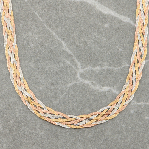 Three -plum omega chain of 3 colors gold 18kt and silicone