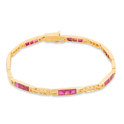 Second Hand 18ct Gold Ruby and Diamond Bracelet