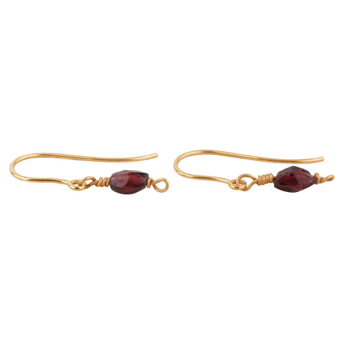 Roman Gold and Garnet Drop Fishhook Earrings